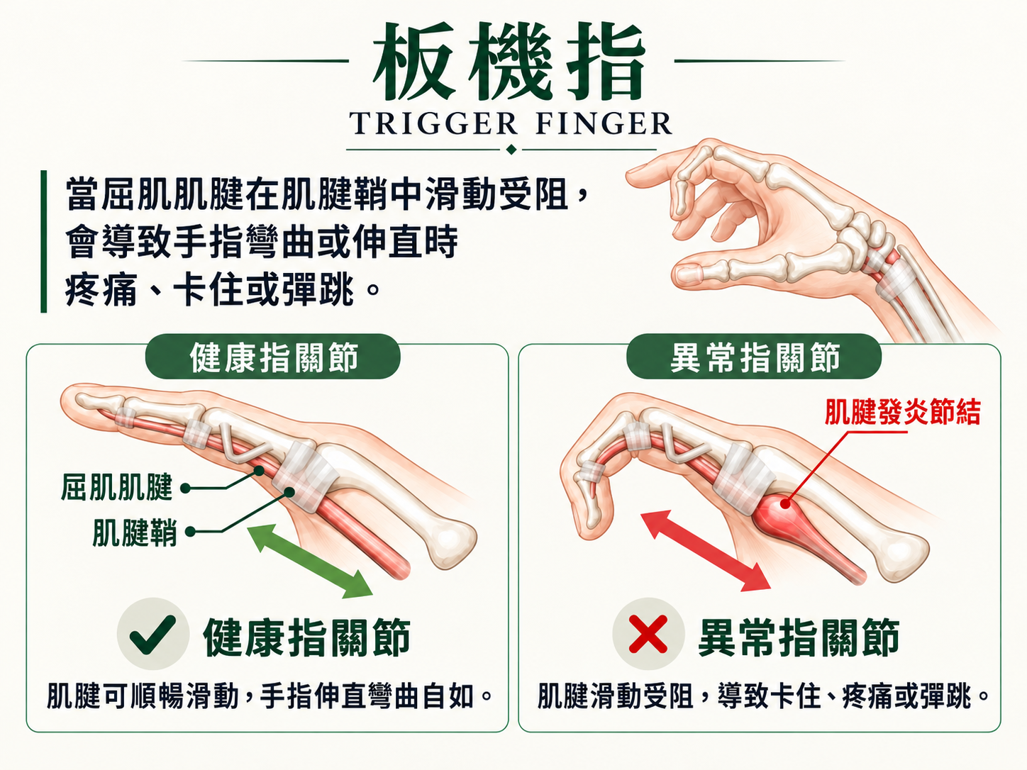 板機指位置與復健運動