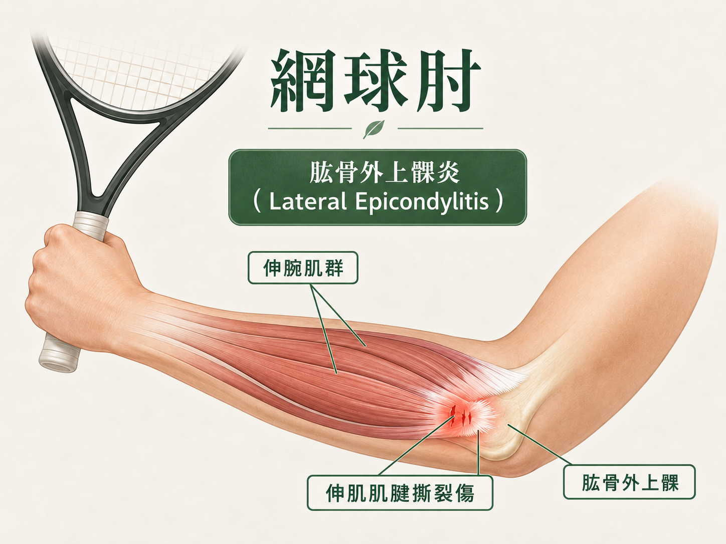 網球肘位置與復健運動